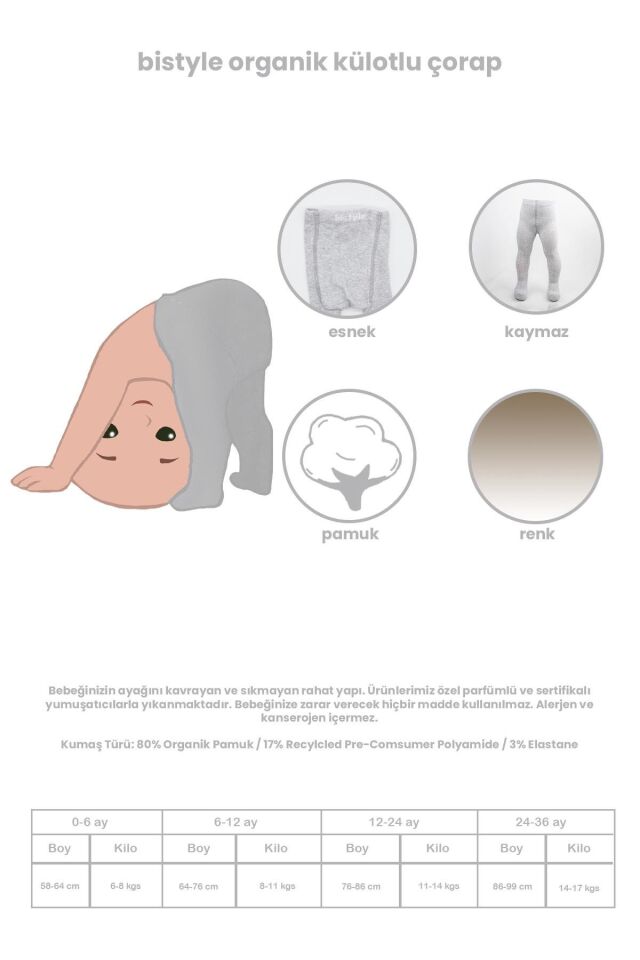 Bistyle Derby Basic Tekli Penye Külotlu Çorap BS50102B Mavi