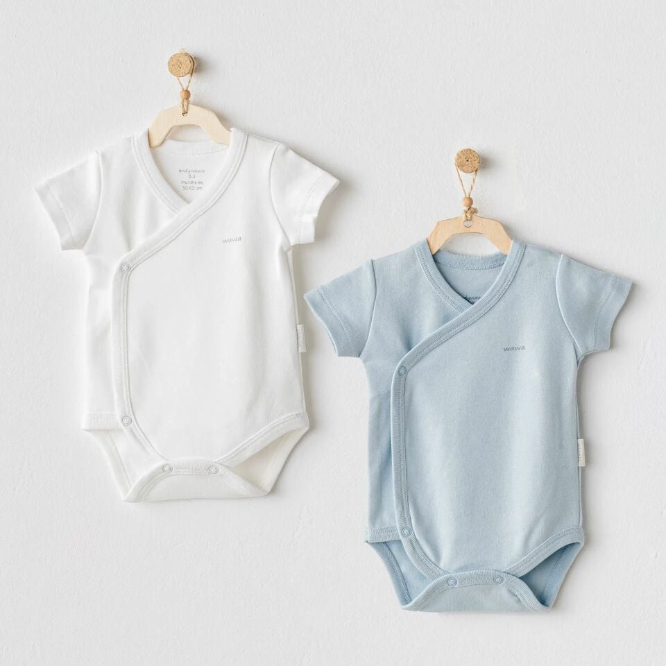 Andywawa AC25643 Cuddly Bunny Bear 2'Li Zıbın Body Ekru Mavi