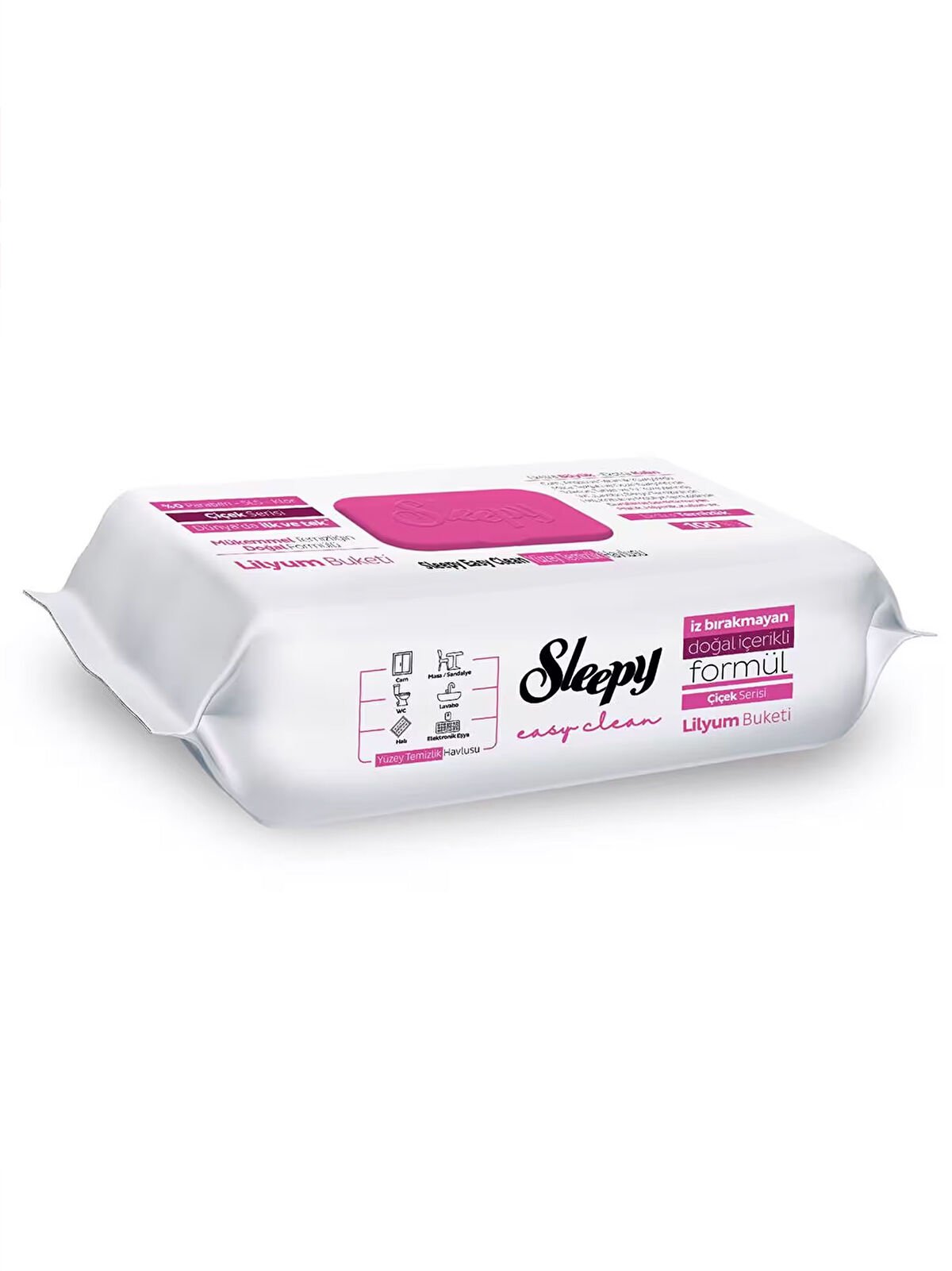 Sleepy Yüzey Temizlik Havlusu 100 Adet Lilyum Pembe