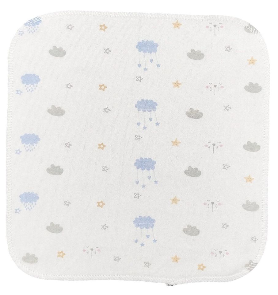 Bibaby Biorganik Desenli 6lı Penye Mendil 57759 Mavi