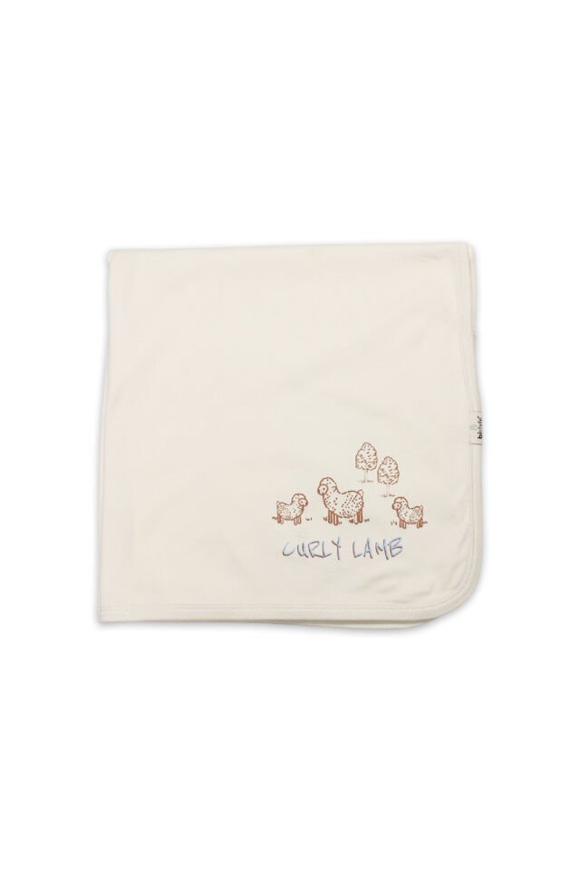 Bistyle Curly Lamb Penye Battaniye 70109 Bej Mavi Ekru