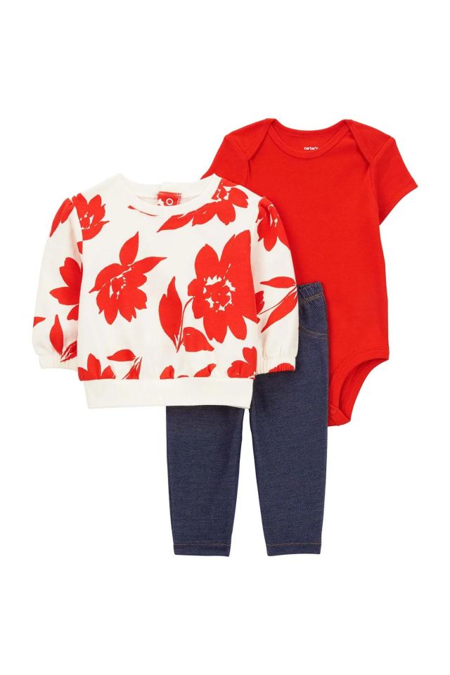 Carter's Kız Bebek 3'Lü Hırkalı Set 1Q466710 Karışık Renkli