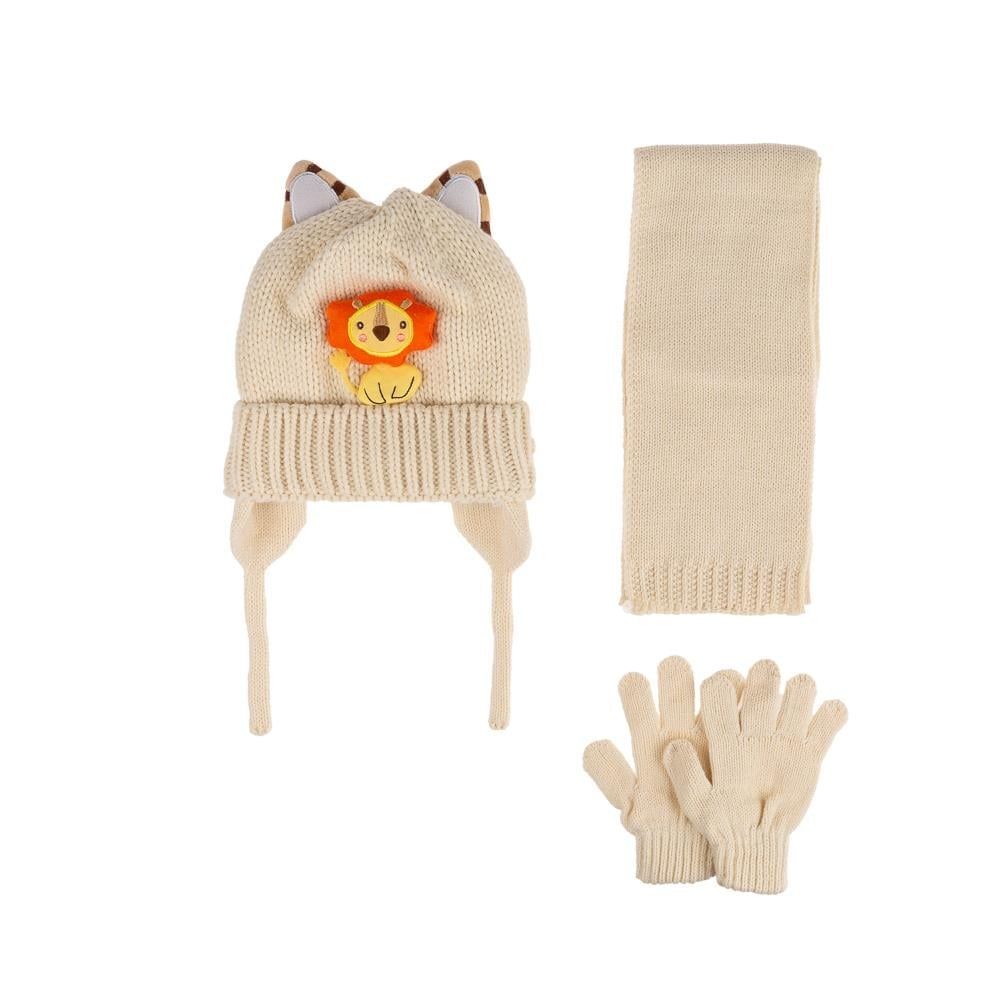 Kitti Bebe Erkek Atkı Bere Eldiven Takım (1-4 Yaş) K24160-08 Beyaz