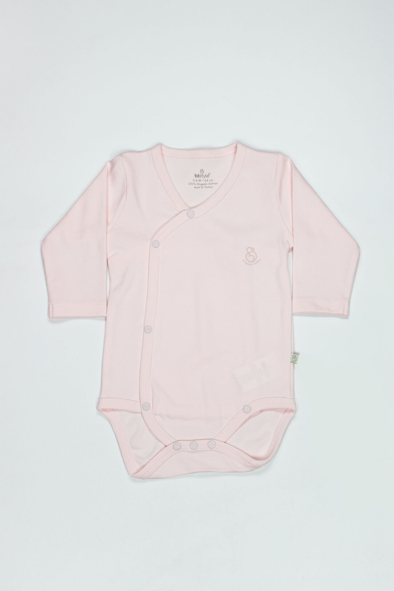 Bistyle Organik Natural Basic Style Kruvaze Uzun Kol Body BS17102 Pembe