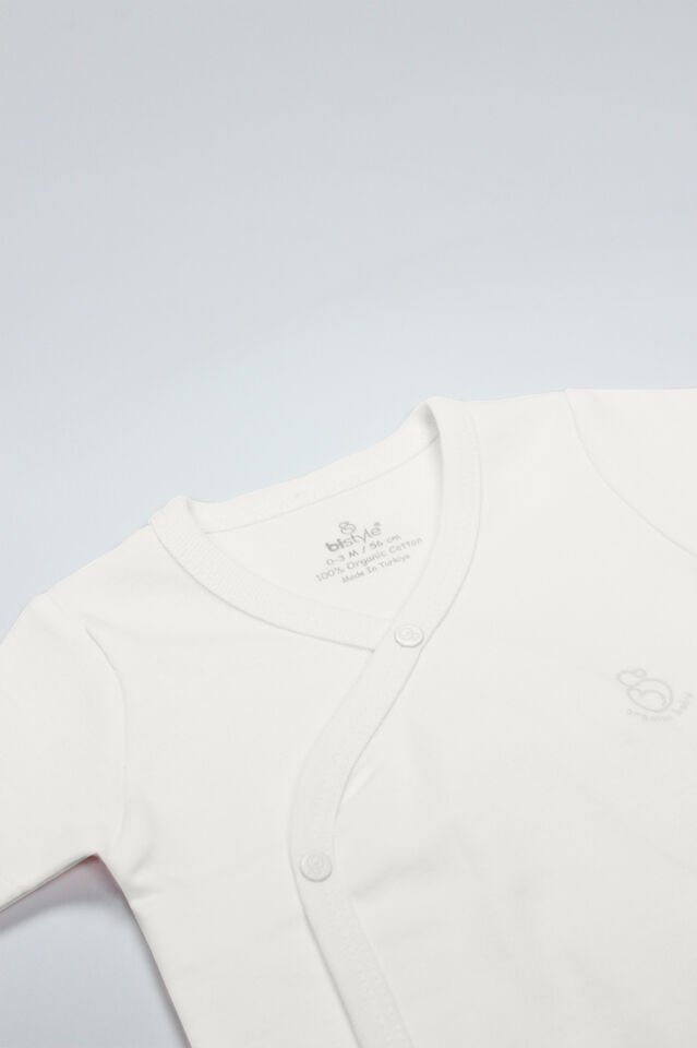 Bistyle Organik Natural Basic Style Kruvaze Uzun Kol Body BS17102 Ekru