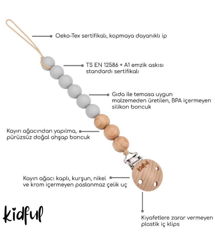 Kidful Boncuk Emzik Askısı Snow