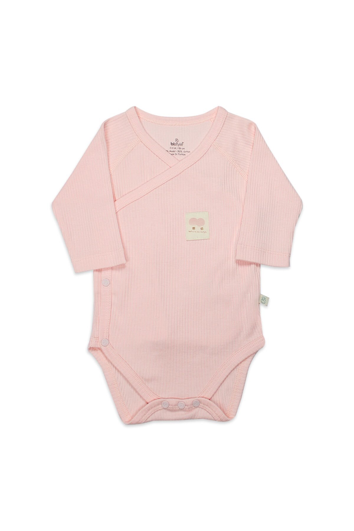 Bistyle Organic Modal Flying Balloons Kruvaze Uzun Kol Body BS17121 Pembe