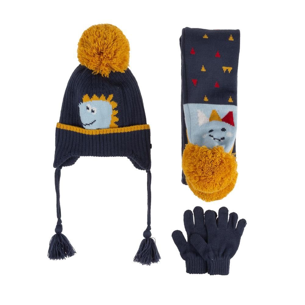 Kitti Bebe Erkek Atkı Bere Eldiven Takım (1-4 Yaş) K24160-11 Lacivert