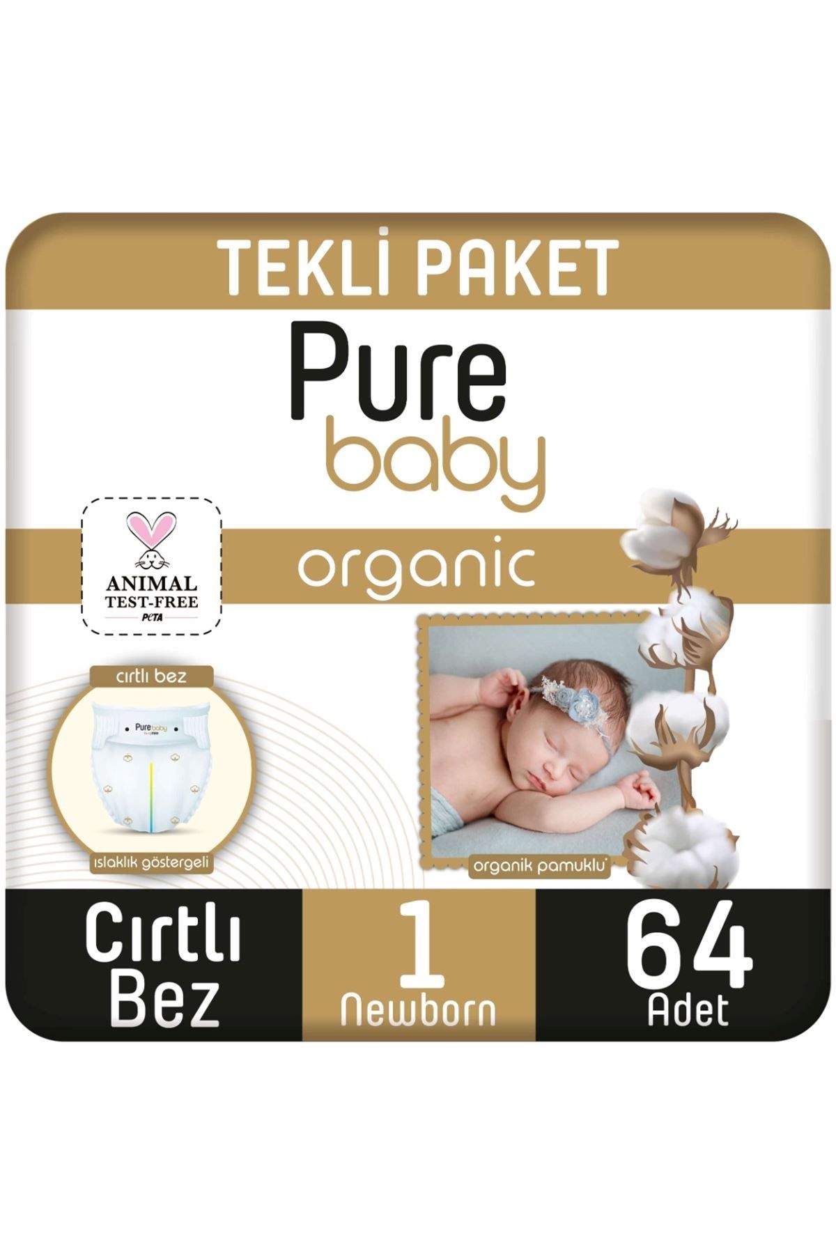 Sleepy Pure Baby Organik Bebek Bezi 2li Jumbo 1 Beden 2-5 Kg 64 Adet