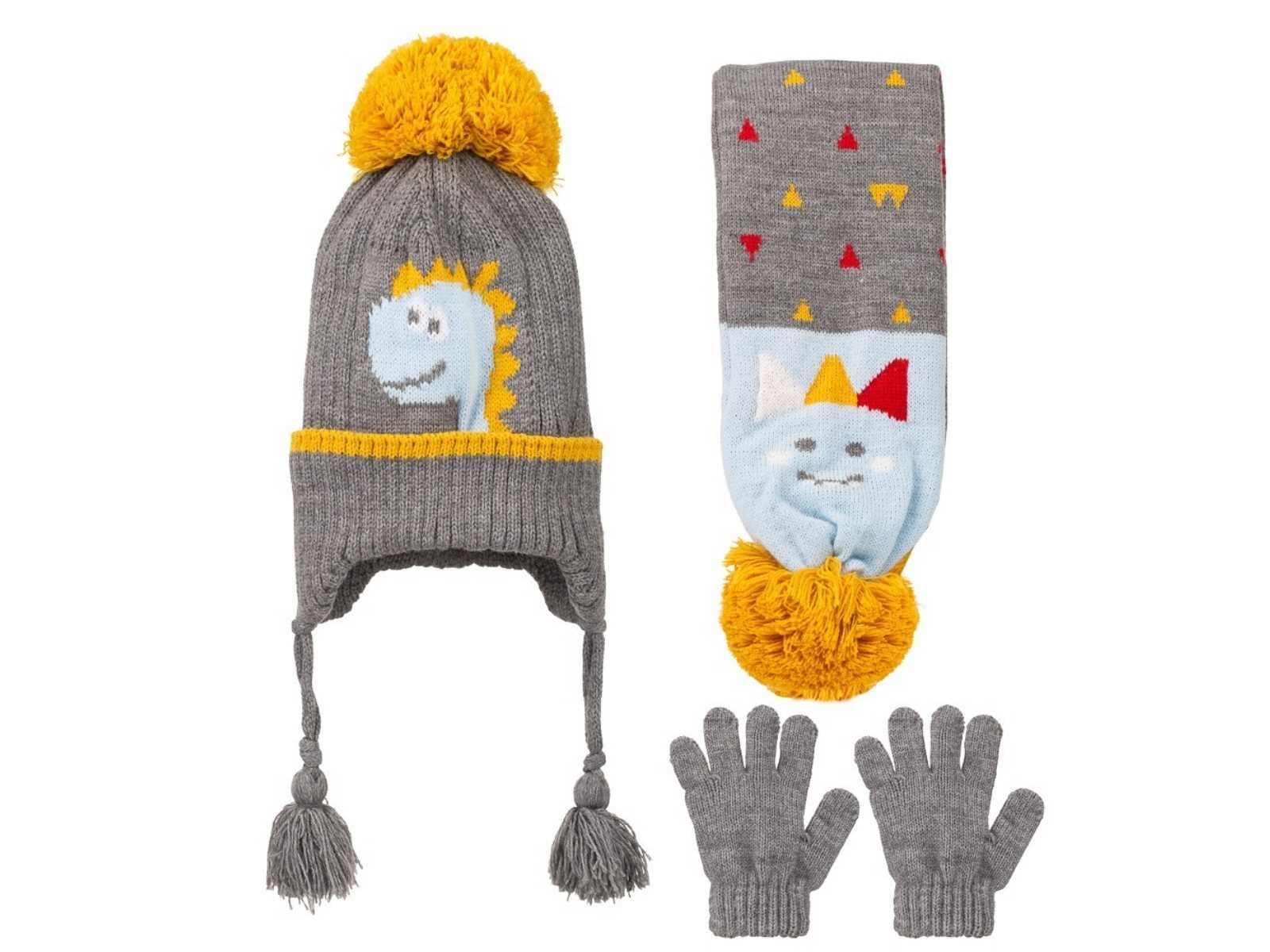 Kitti Bebe Erkek Atkı Bere Eldiven Takım (1-4 Yaş) K24160-11 Orta Gri