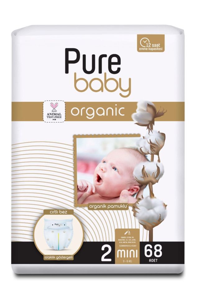 Sleepy Pure Baby Organik Bebek Bezi 2li Jumbo 2 Beden 3-6 Kg 68 Adet