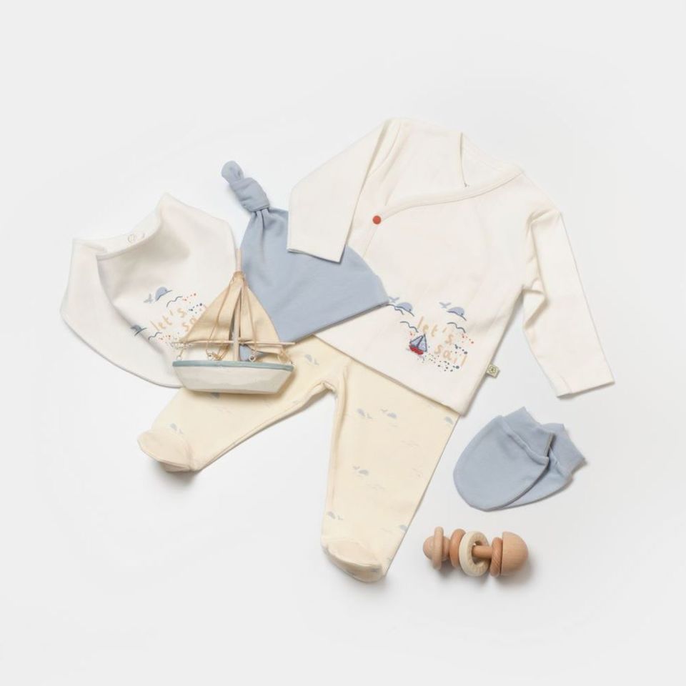 Bibaby Biorganic Sun Lets Sail 5'Li Hastane Çıkış Seti 62335 Ekru Mavi