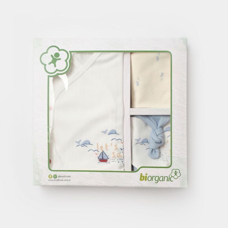 Bibaby Biorganic Sun Lets Sail 5'Li Hastane Çıkış Seti 62335 Ekru Mavi