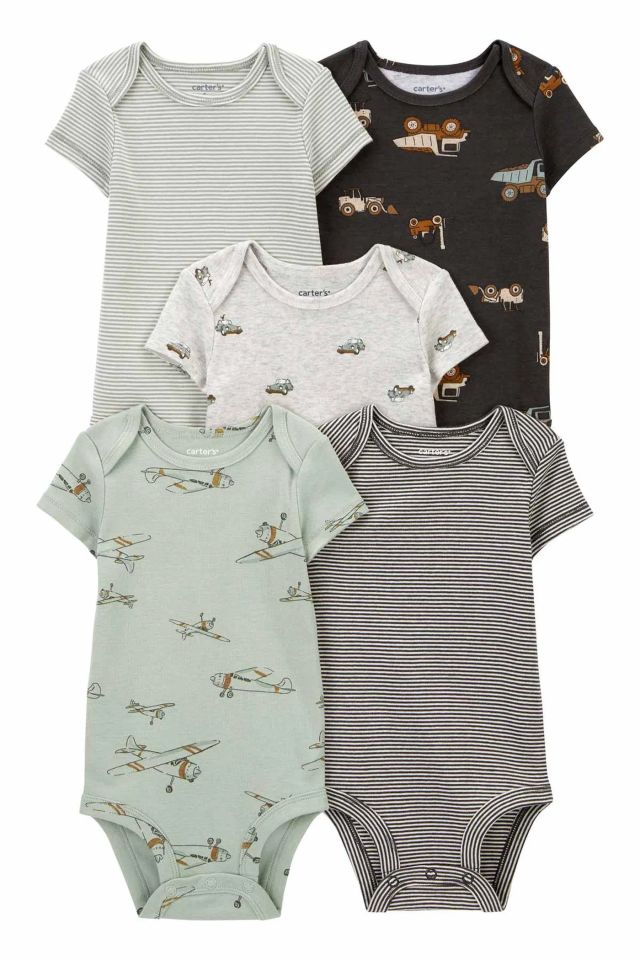 Carter's Erkek Bebek Kısa Kollu Body 5'li Paket 1R036510 Renkli
