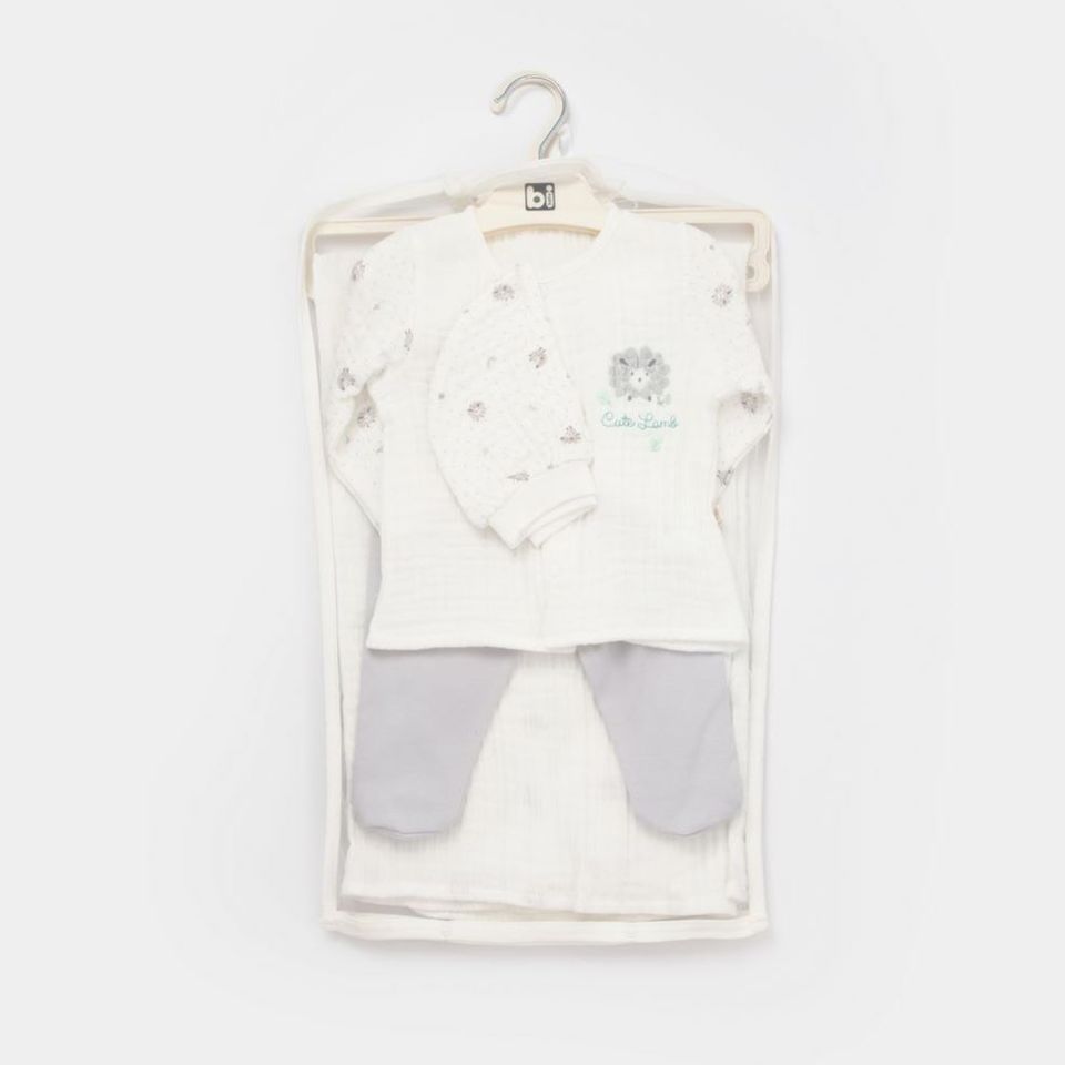 Bibaby Lamb Friends Battaniyeli Tüllü 4'lü Hastane Çıkış Seti 62347 Gri