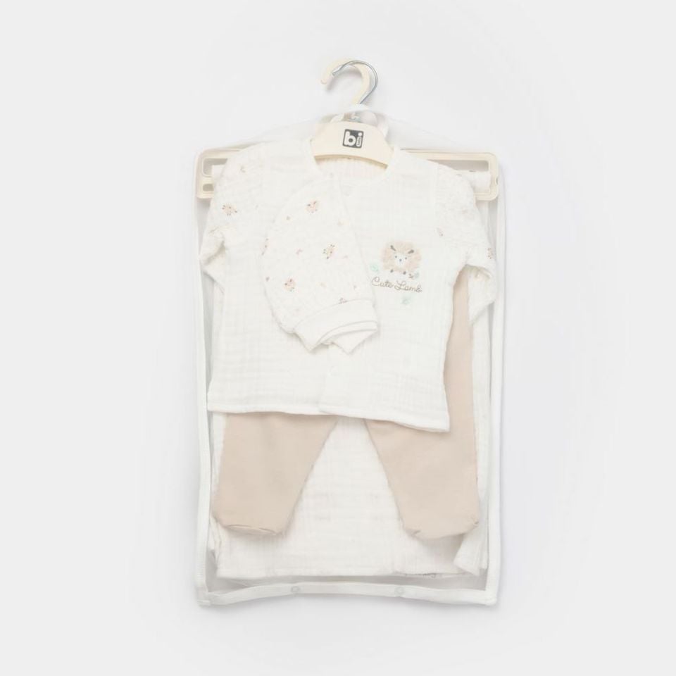 Bibaby Lamb Friends Battaniyeli Tüllü 4'Lü Hastane Çıkış Seti 62347 Bej