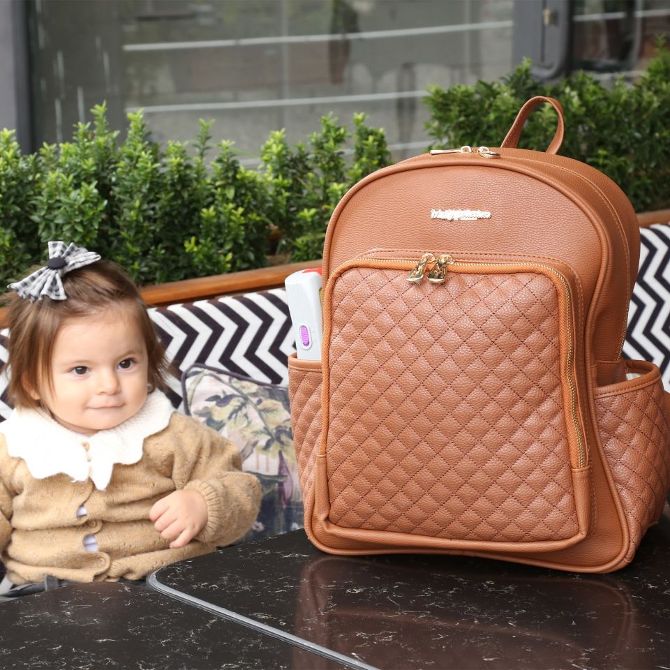M&Y Dust Deri Anne Bebek Bakım Sırt Çantası 7130 - Taba