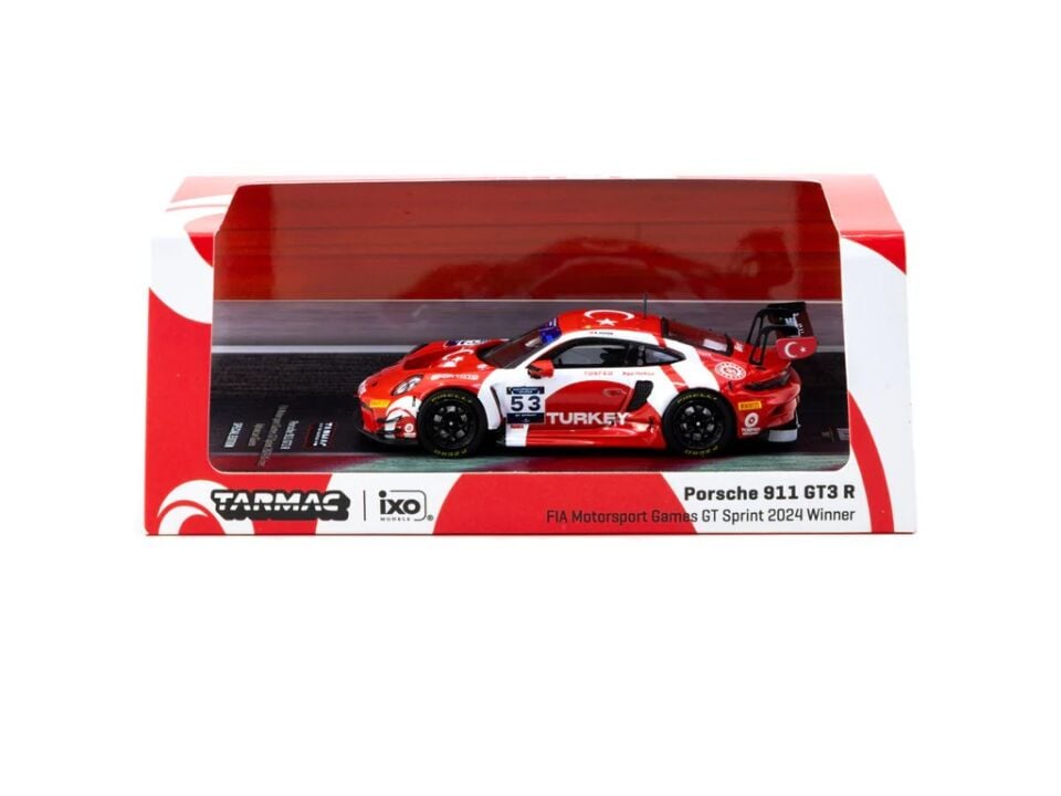 Tarmac Works X iXO Models Porsche 911 GT3 R FIA Motorsport Games GT Sprint 2024 #53 Winner - Turkey Special Edition
