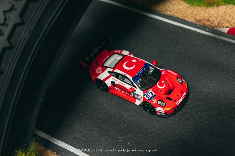 Tarmac Works X iXO Models Porsche 911 GT3 R FIA Motorsport Games GT Sprint 2024 #53 Winner - Turkey Special Edition