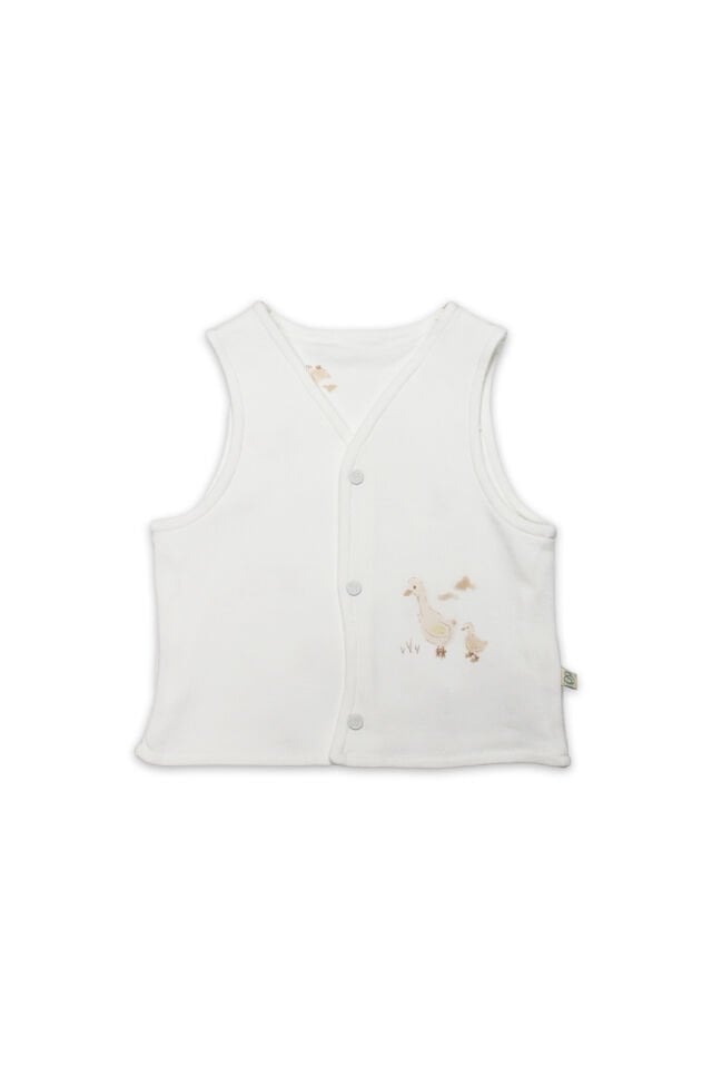 Bistyle Yelek Çift Taraflı Welcome Baby Duck 18104 Sarı-Ekru