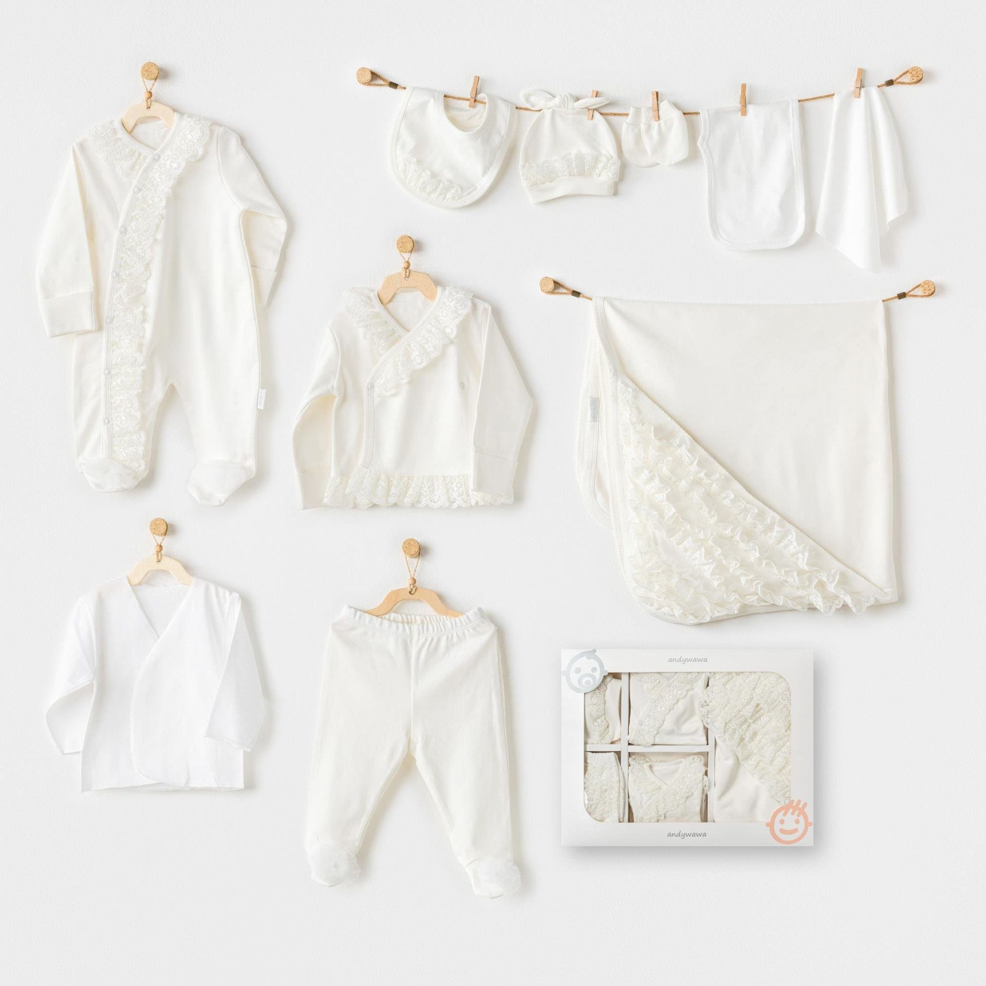 Andywawa AC25311 Newborn Chic Girl 10'Lu Hastane Çıkışı - Ekru