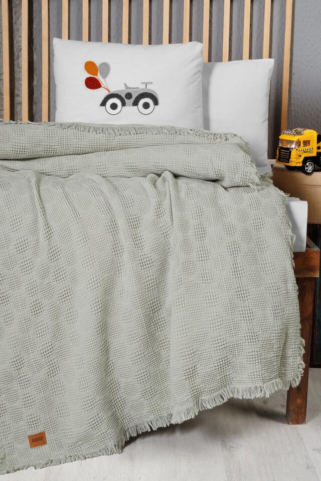 Kanz Bebek Waffle Müslin Nakışlı Pike Knz-021 Bubble Yeşil