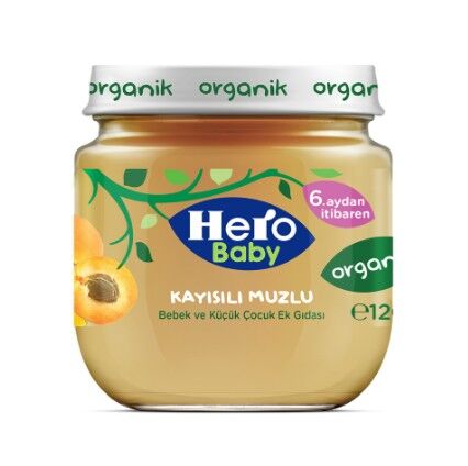 Hero Baby Organik Kayısı Muz Püresi Kavanoz Mama 120 Gr