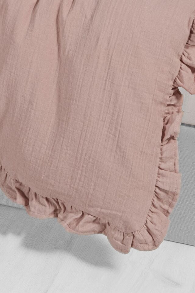 Kanz 2 Kat Fırfırlı Bebek Müslin Nevresim Knz-023 Pudra