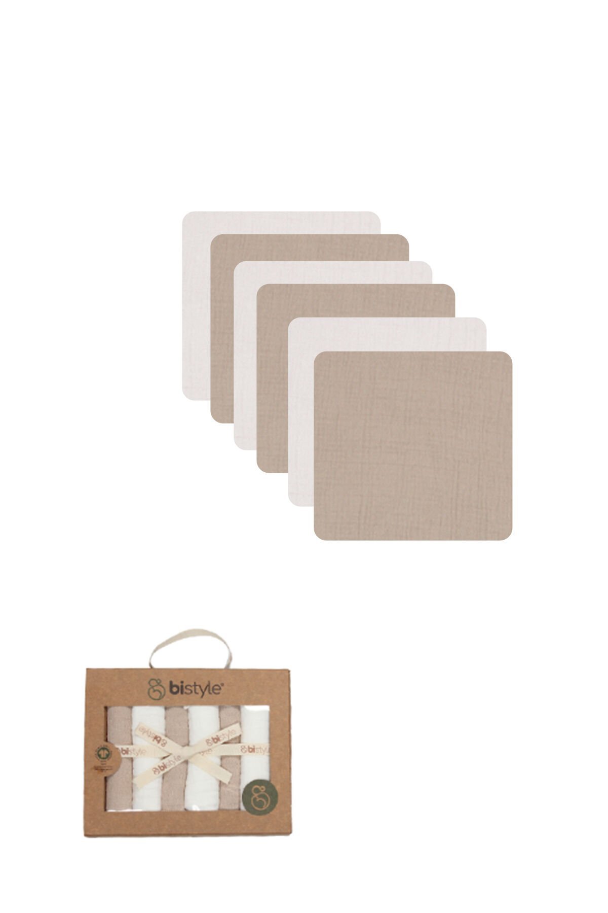 Bistyle 6'lı Müslin Mendil 20x20 cm 90106 Ekru Bej