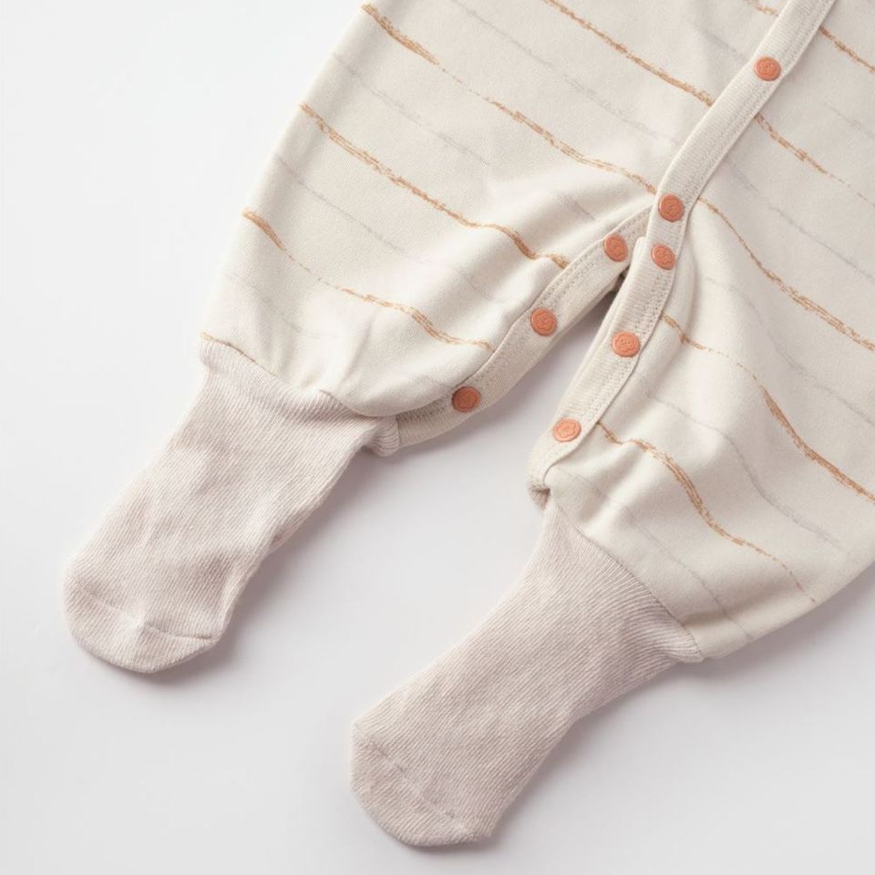 Bibaby Biorganic Hello Safari Çoraptolon Bebek Tulum 60746 Ekru Kiremit