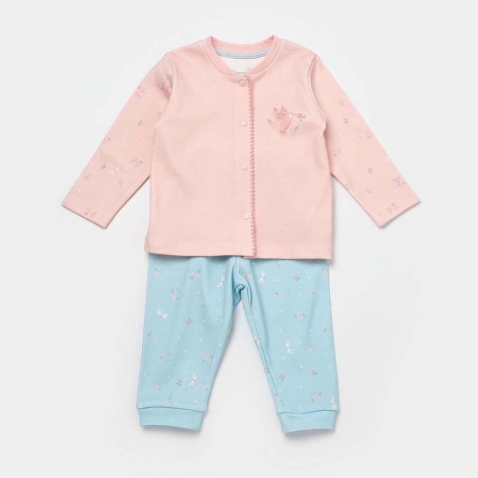 Bibaby Biorganic Always Happy Bebek Pijama Takım 59793 Gül Kurusu Mint