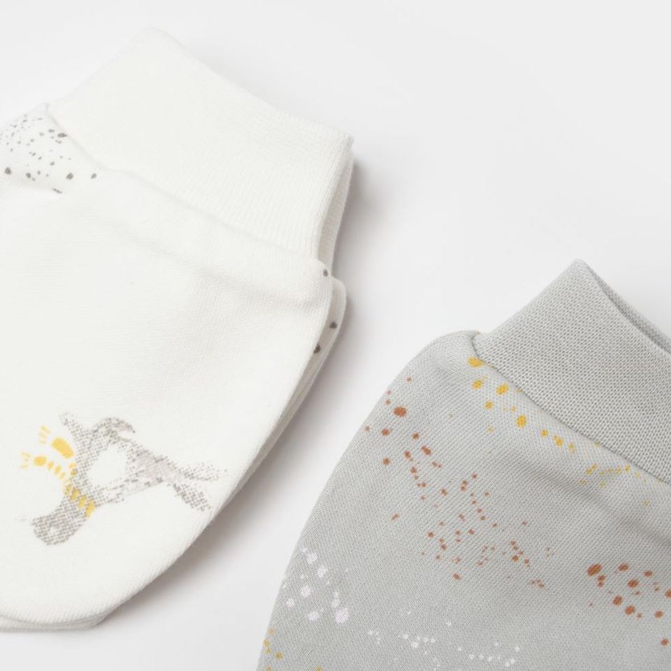 Bibaby Biorganic Penguin 2'Li Bebek Eldiven 72238 Ekru Gri