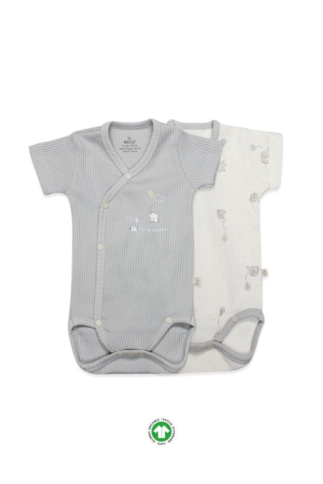 Bistyle Flying Elephant 2'li Yarım Kol Badi 17117 Ekru Gri