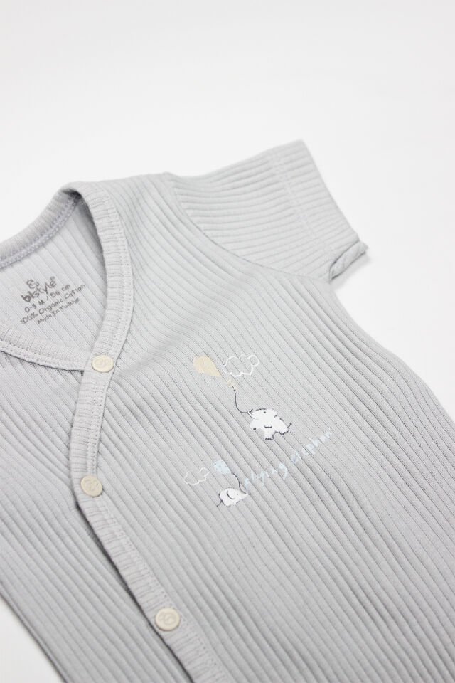 Bistyle Flying Elephant 2'li Yarım Kol Badi 17117 Ekru Gri