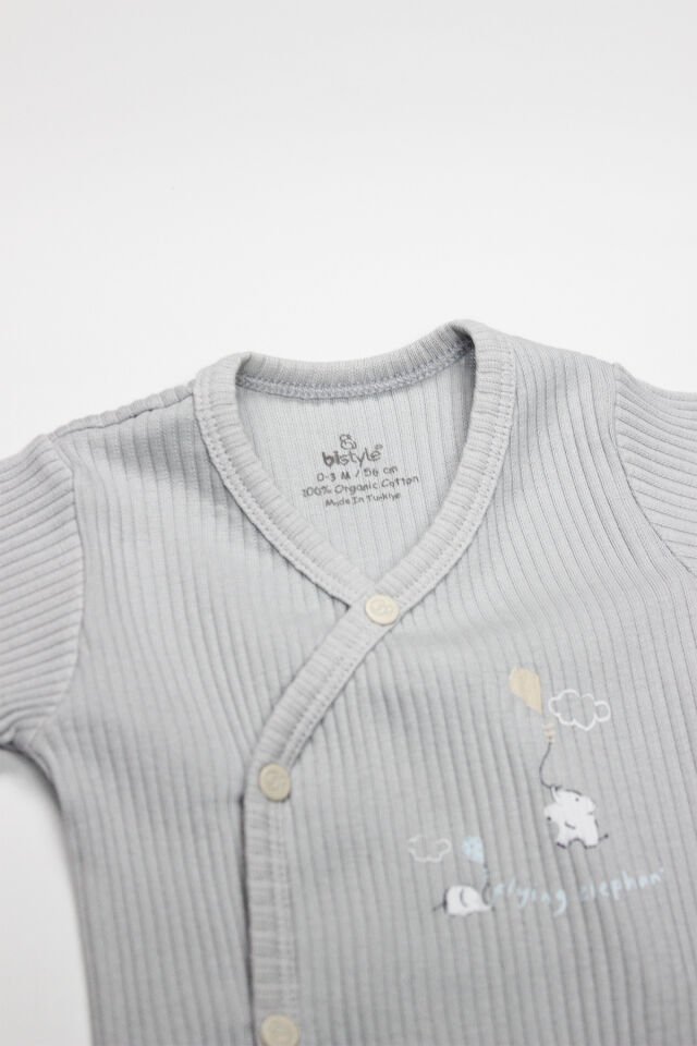 Bistyle Flying Elephant 2'li Yarım Kol Badi 17117 Ekru Gri