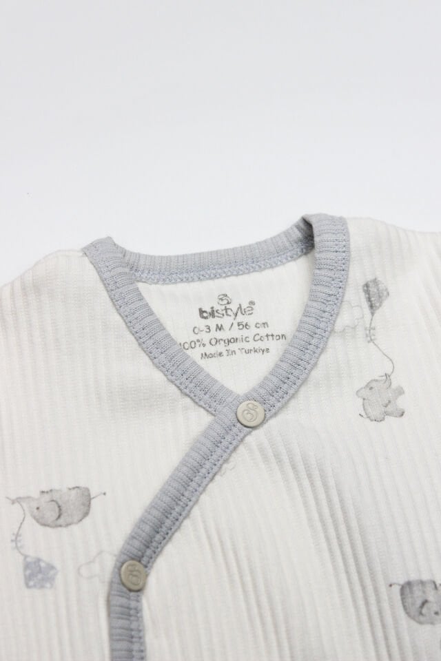 Bistyle Flying Elephant 2'li Yarım Kol Badi 17117 Ekru Gri