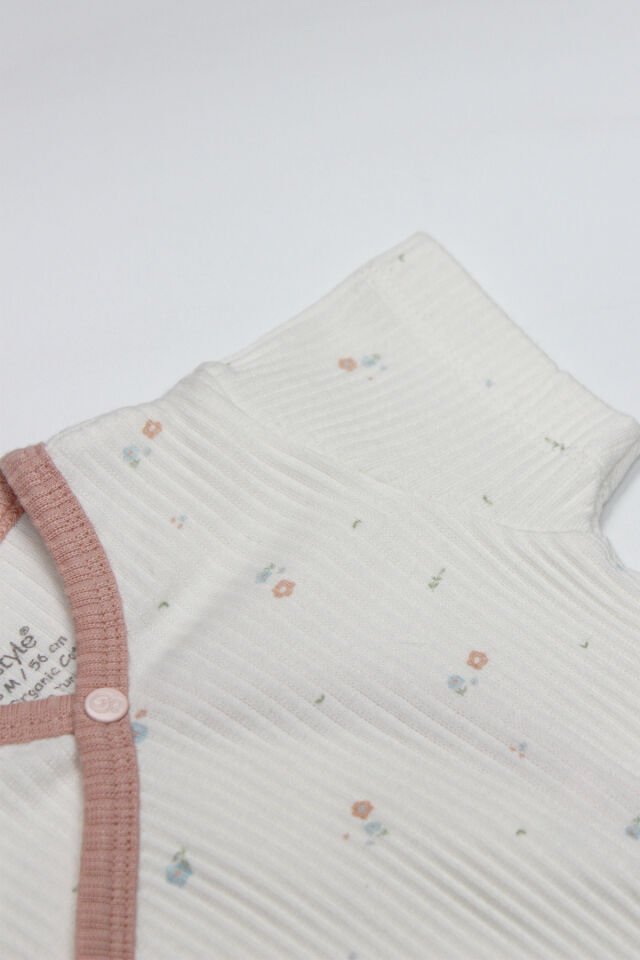 Bistyle Bloom Rose 2'li Yarım Kol Badi 17119 Ekru Gül Kurusu