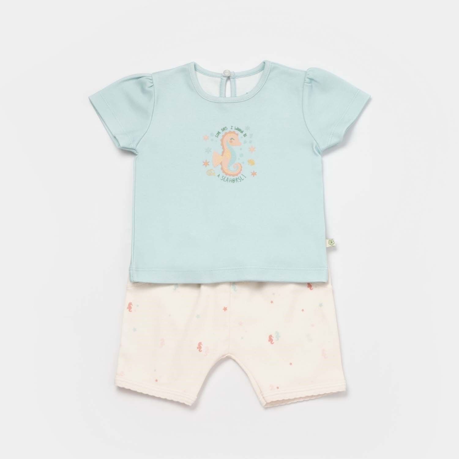 Bibaby Biorganic Save The Seahorse 2'Li Bebek Takım 59798 Bej-Mint