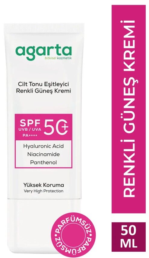 Agarta Doğal Güneş Kremi Cilt Tonu Eşitleyici Renkli 50 SPF 50 ml