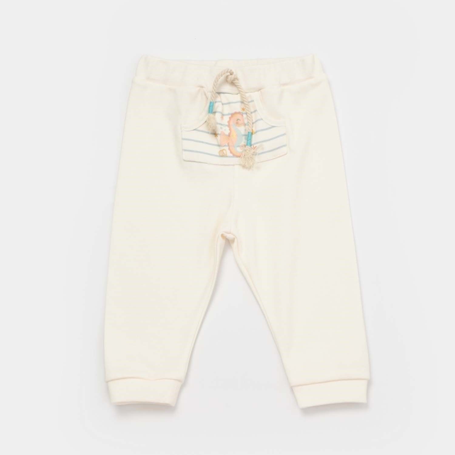 Bibaby Biorganic Save The Seahorse Bebek Patiksiz Pantolon 57913 Bej-Mint
