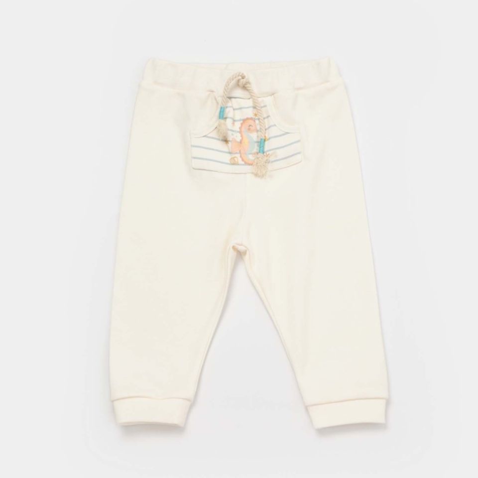 Bibaby Biorganic Save The Seahorse Bebek Patiksiz Pantolon 57913 Bej-Mint
