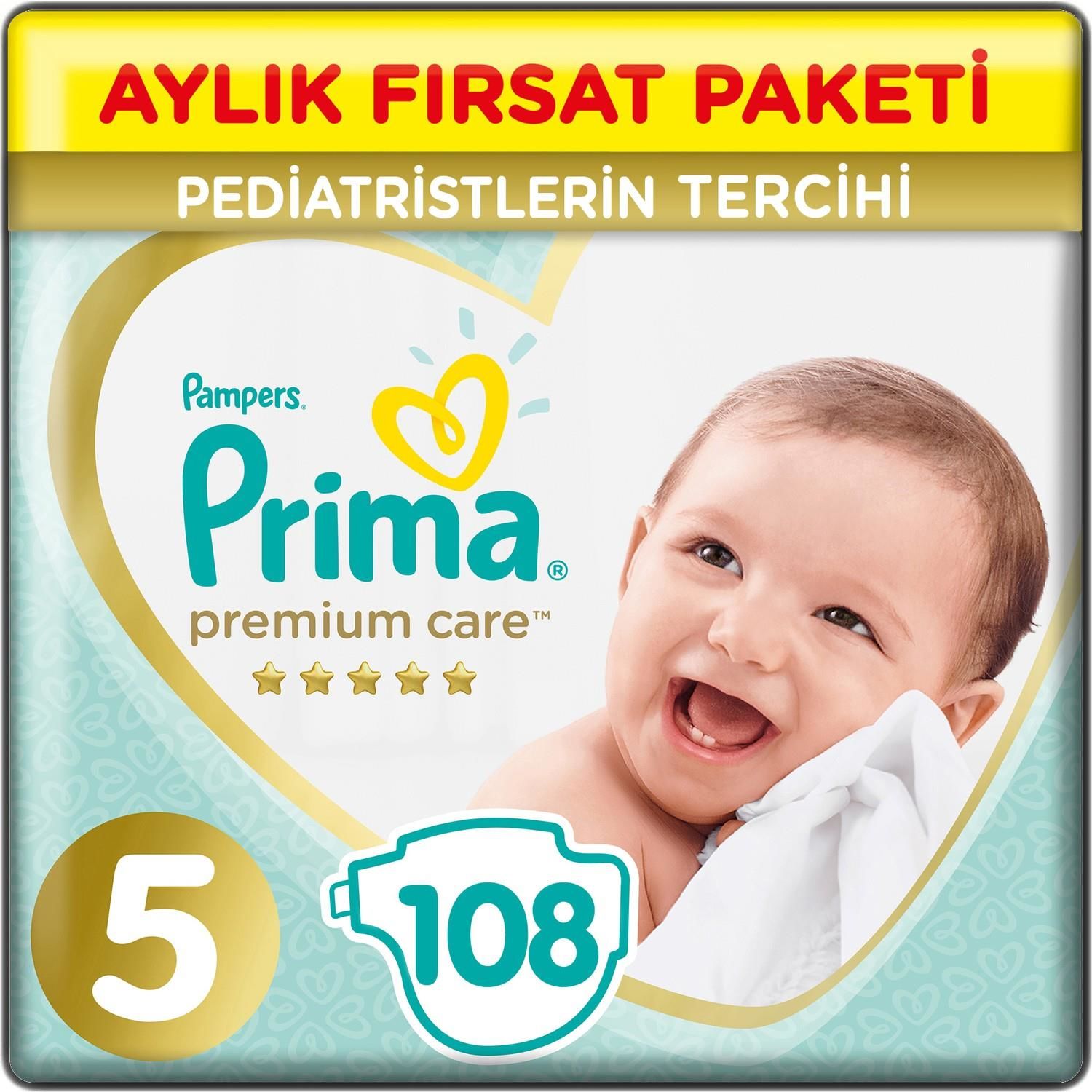 Prima Premium Care 5 Beden Aylık Fırsat Paketi 108 Adet Bebek Bezi