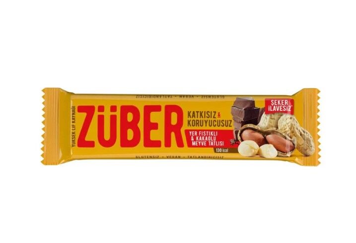 Züber Meyve Barı 40 Gr Yer Fıstıklı ve Kakaolu