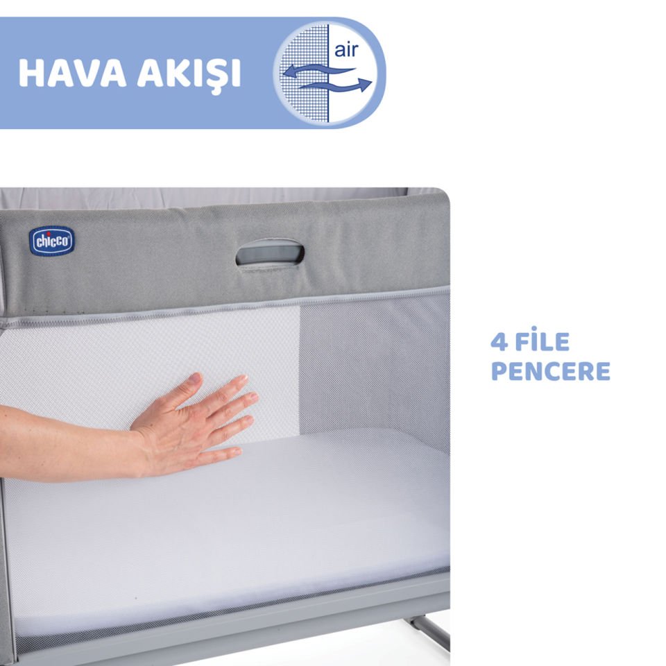 Chicco Next2Me Forever Anne Yanı Beşik Ash Grey Cross Collection